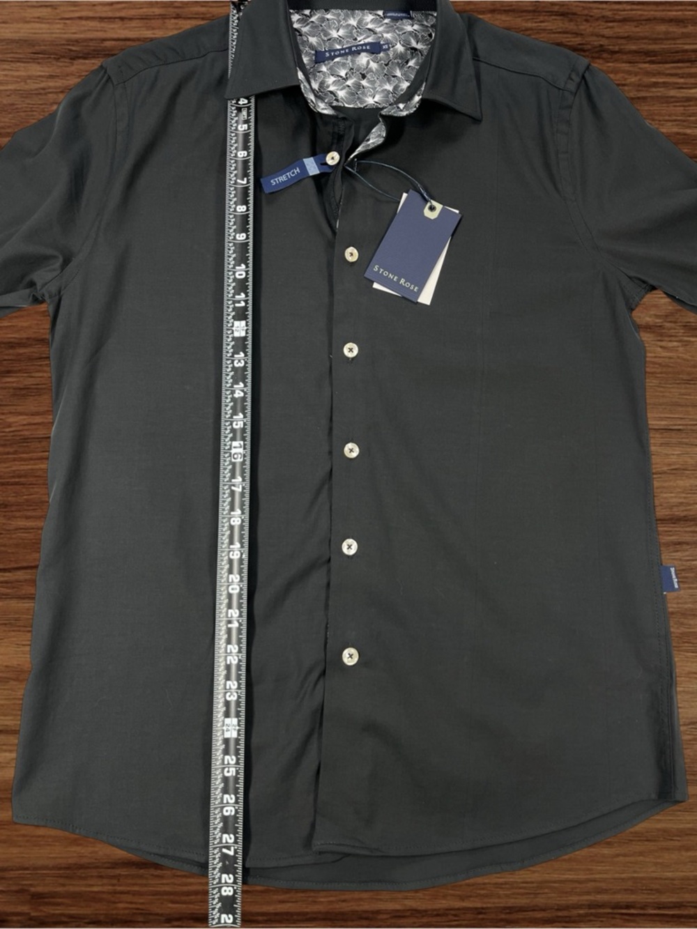 Stone Rose 2-Way Stretch Black Dress Shirt. XS - Picture 6 of 11